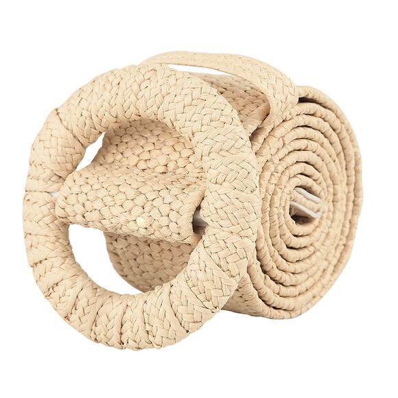 Sерtсіtу Accessories - Women Woven Rattan Wide Stretch Straw Belt(beige)😇